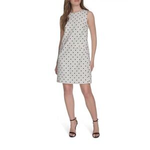 Tommy Hilfiger Womens Polka Dot Sleeveless Shift Dress Pockets Size 10P